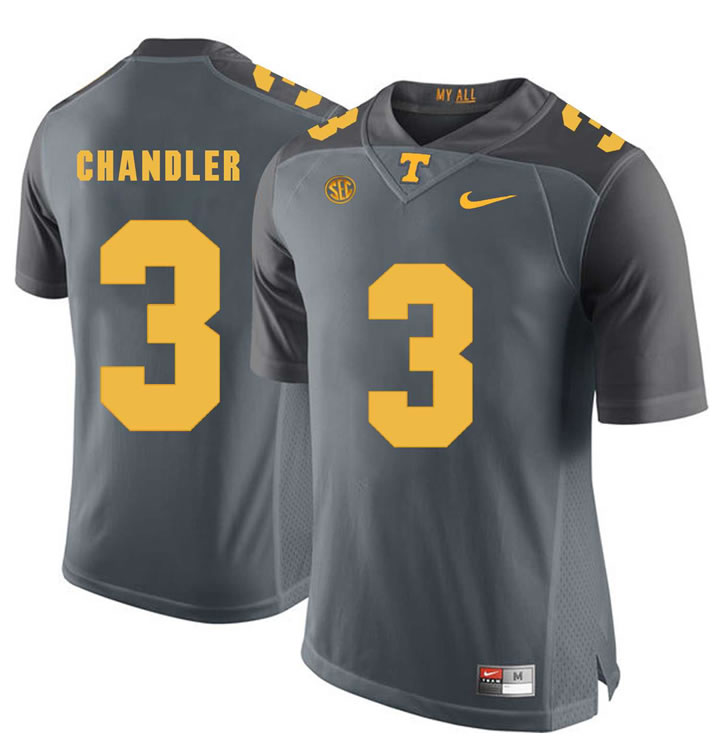 Tennessee Volunteers #3 White Ty Chandler Gray College Football Jersey